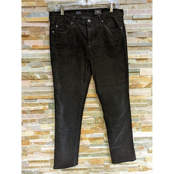 AG ADRIANO GOLDSCHMIED The PRIMA Black Midrise Corduroy Cigarette Pants Womens 3 - Picture 1 of 7